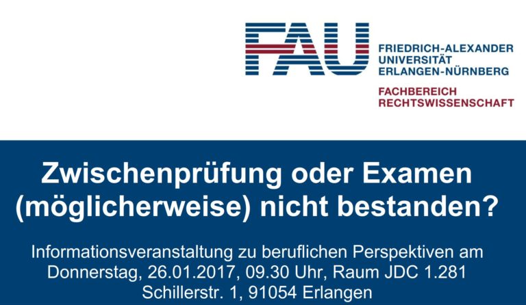 Veranstaltung für Studierende, die die Zwischenprüfung oder das Examen (möglicherweise) nicht bestanden haben