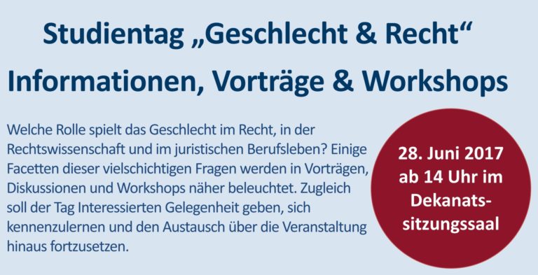 Studientag „Geschlecht und Recht“  – Terminänderung