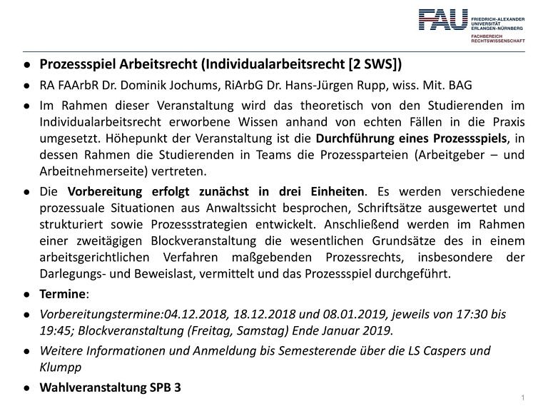 Prozessspiel Arbeitsrecht (Individualarbeitsrecht)