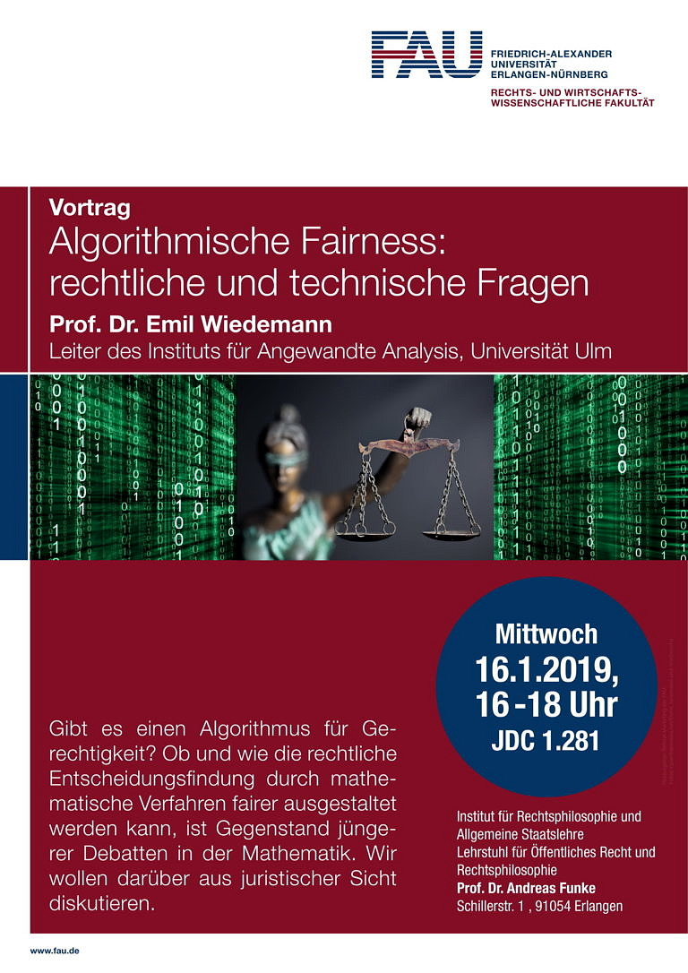 Vortrag „Algorithmische Fairness: rechtliche und technische Fragen“