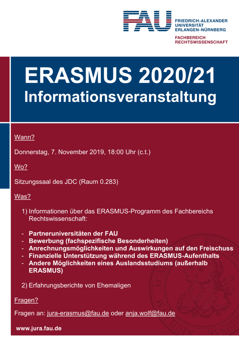ERASMUS 2020/21 – Informationsveranstaltung