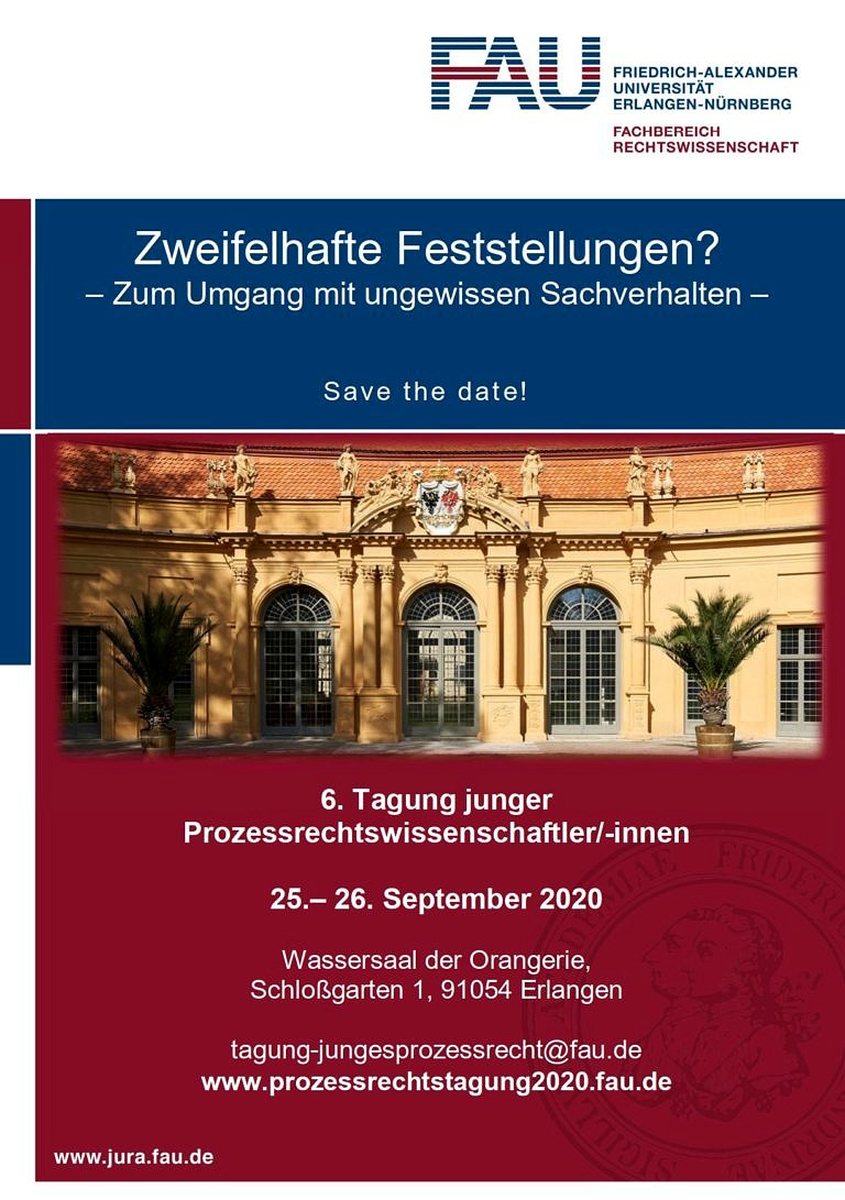 Die nächste Tagung junger Prozessrechtswissenschaftler/-innen findet an der FAU statt!