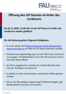 Zum Artikel "Öffnung des CIP-Raumes im Keller des Juridicums"