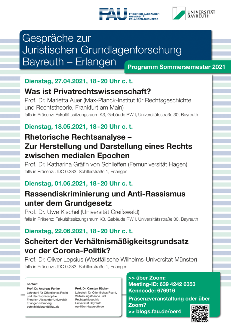 Gespräche zur  Juristischen Grundlagenforschung Bayreuth – Erlangen