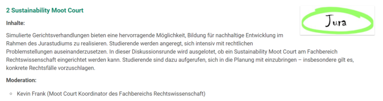 BNE-Ideenwettbewerb – Nachhaltigkeit und Moot Courts? – Juni 2021