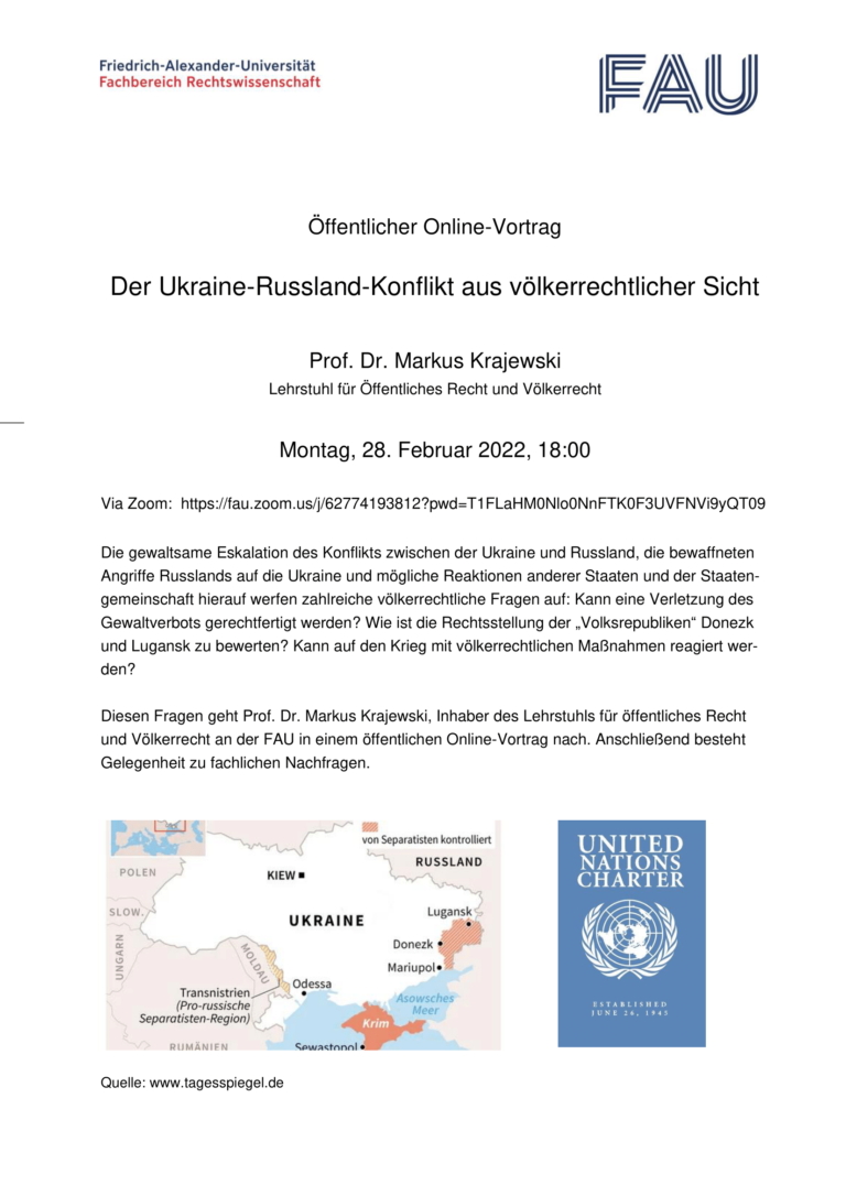 Online-Vortrag: „Der Ukraine-Russland-Konflikt aus völkerrechtlicher Sicht“