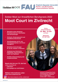 Zum Artikel "Soldan Moot Court 2022 – Infoveranstaltung am 23.5."