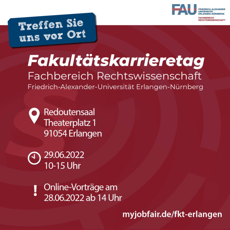 Fakultätskarrieretag und Informationen zum Rechtsreferendariat am 29. Juni 2022