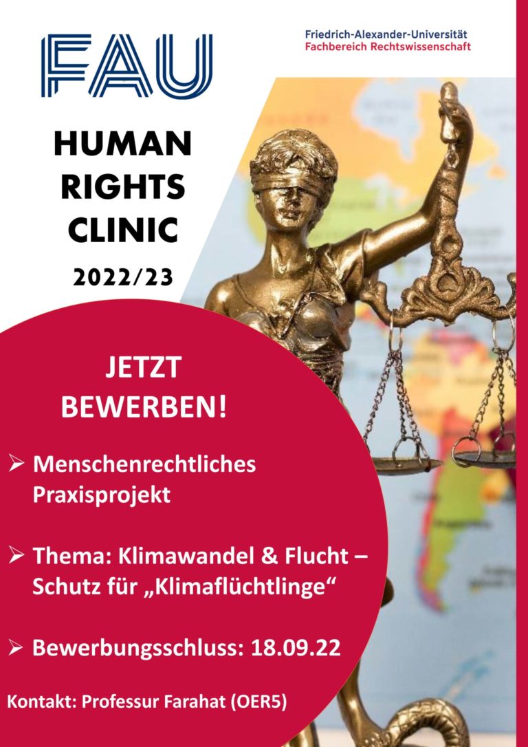 Jetzt bewerben: Human Rights Clinic 2022/23 zum Thema „Klimawandel & Flucht“