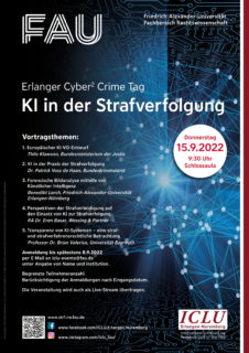 Zum Artikel "Erlanger Cyber²Crime Tag 2022 – „KI in der Strafverfolgung“"