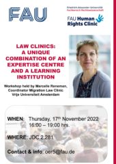 Zum Artikel "„Law Clinics: A unique combination of an expertise centre and a learning institution“ – Workshop am 17.11.2022"
