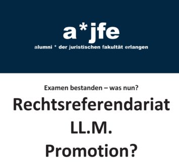 Zum Artikel "Examen bestanden – Was nun? Informationsveranstaltung von a*jfe zu Rechtsreferendariat, Promotion, LL.M. usw."