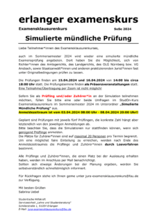 Zum Artikel "Ankündigung simulierte mündliche Prüfung SoSe 2024"