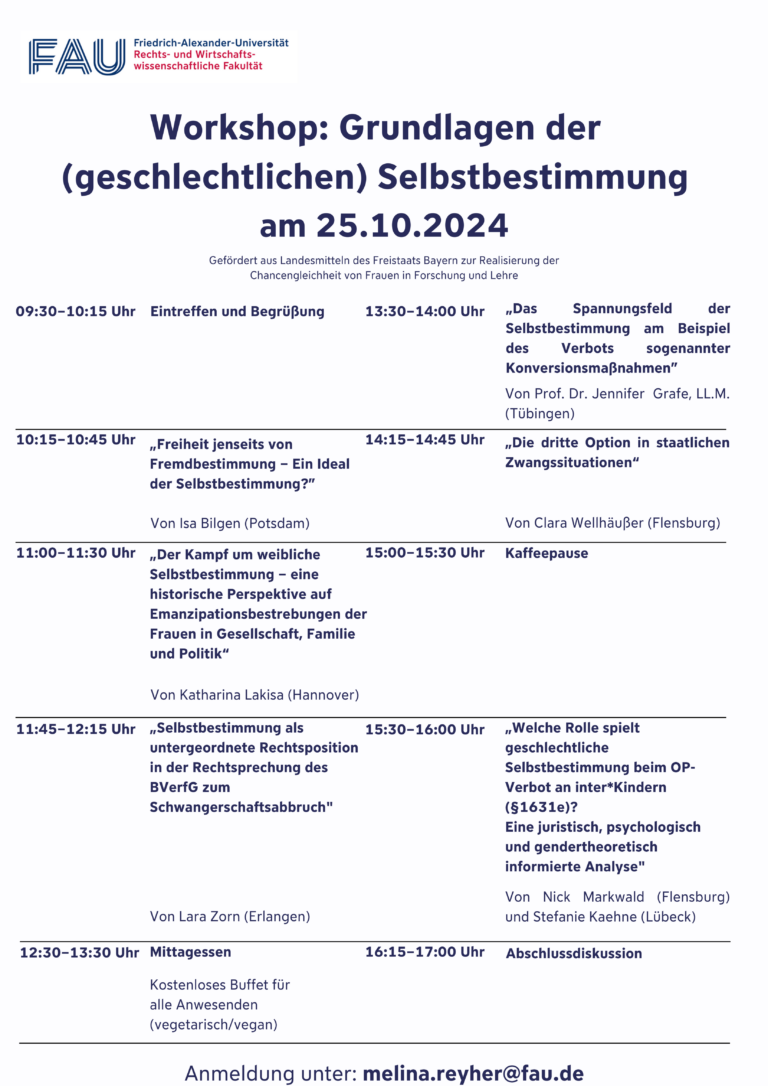Workshop „Grundlagen der (geschlechtlichen) Selbstbestimmung“ – Anmeldung offen