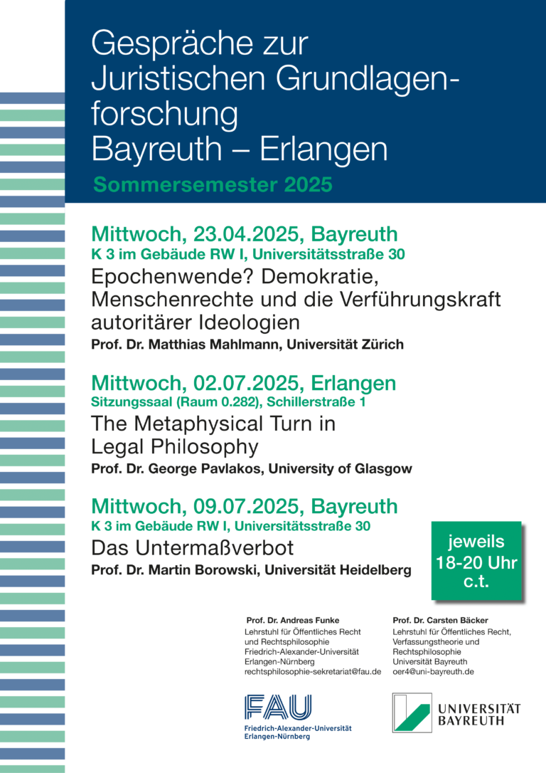 Vortragsreihe „Juristische Grundlagenforschung Bayreuth/Erlangen“ im Sommersemester 2025